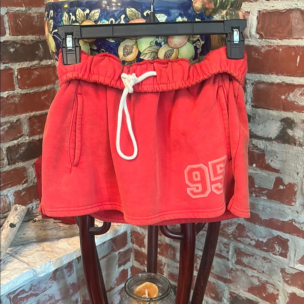 Out from under from UO Red Athletic Shorts with 95 Print